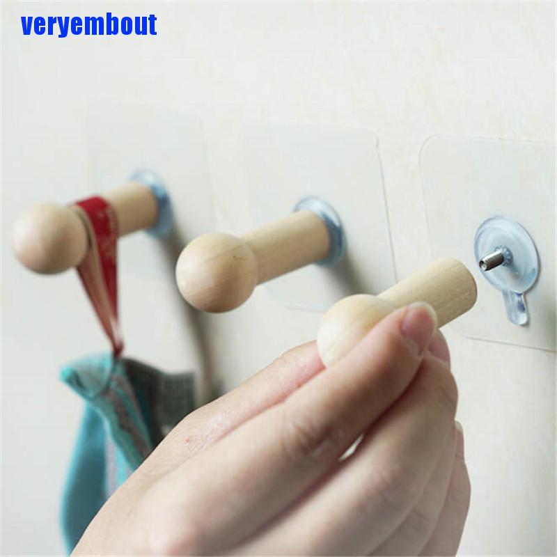 Móc Gỗ Tự Dính Treo Đồ Tiện Dụng