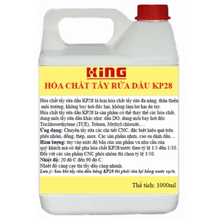 Hóa chất tẩy rửa dầu cho kim loại, nhựa KP28, thể tích 1 lít