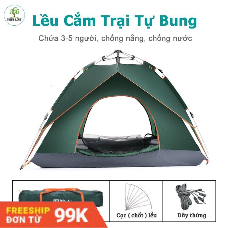 Lều cắm trại tự bung, lều phượt du lịch dã ngoại ngoài trời CỠ TO 2 cửa, chống nước, chống tia tử ngoại.