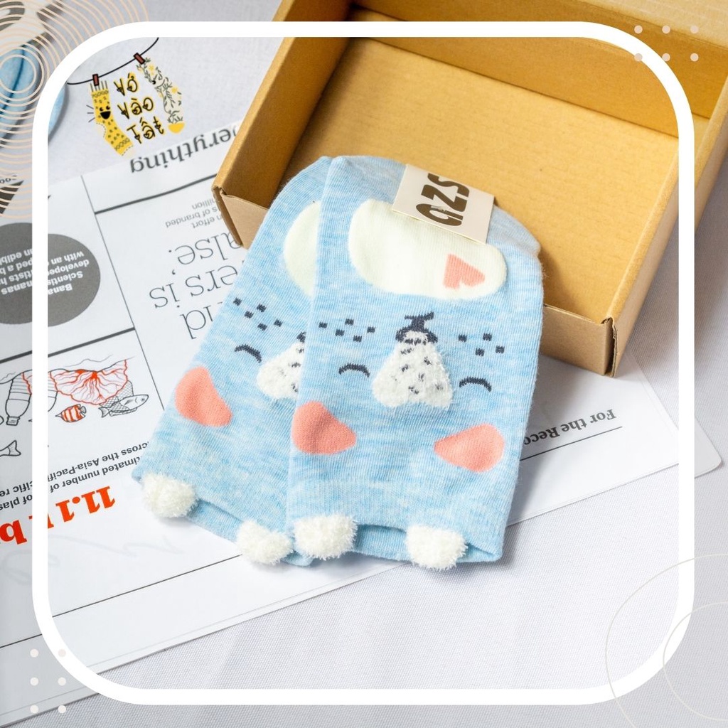 TẤT VỚ NỮ CỔ NGẮN THÚ CÓ TAI XANH BIỂN