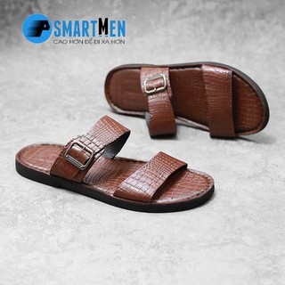 Dép Da bò thật SMARTMEN DSM-07 Nâu