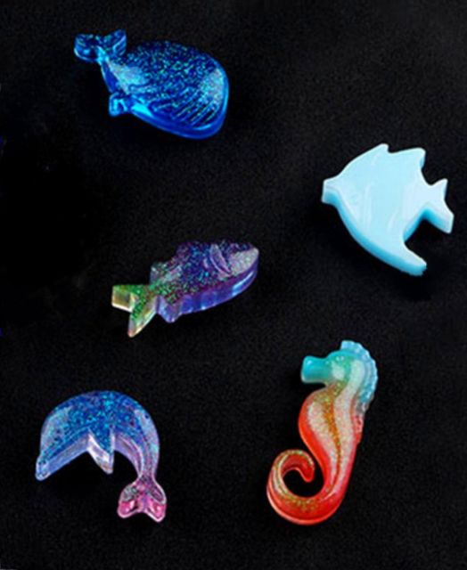 Khuôn Silicon động vật biển cá heo, cá ngựa, sao biển, cá cua sáng tạo trong Resin