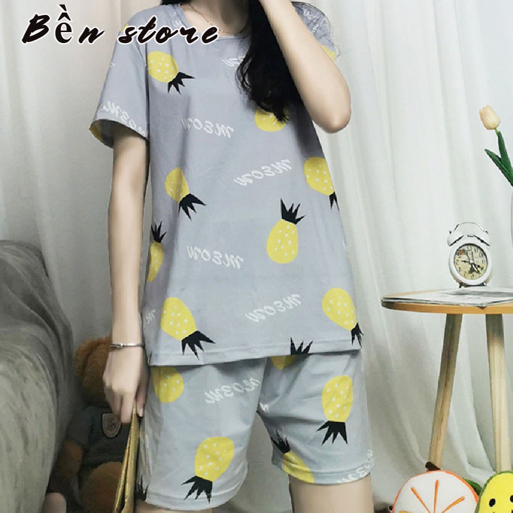 Bộ đồ ngủ ngắn tay họa tiết quả dứa dễ thương xinh xắn | BigBuy360 - bigbuy360.vn