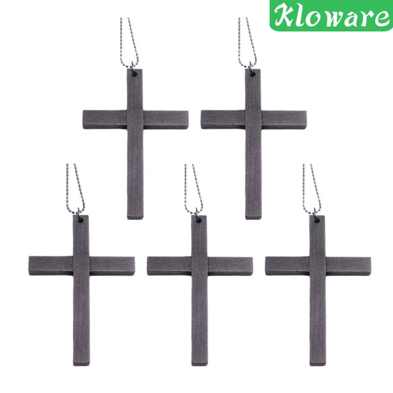Set 5 Dây Chuyền Handmade Mặt Thánh Giá Bằng Gỗ Đính Hạt Hợp Kim