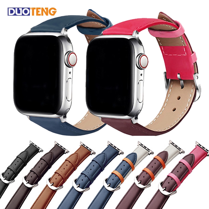 Duo Teng Dây Đeo Thay Thế Chất Liệu Da Cho Apple Watch 1 2 3 4