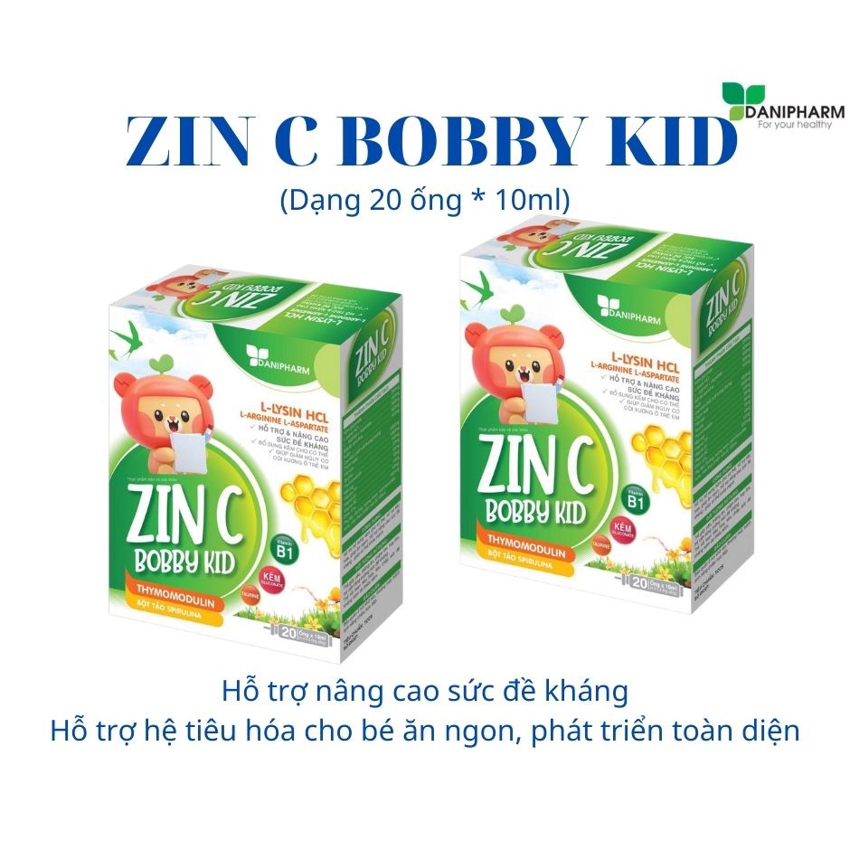 Kẽm DANIPHARM cho bé ZIN C BOBBY KID , bổ sung Kẽm, Lysine, DHA, giúp cải thiện biếng ăn &amp; tăng sức đề kháng cho trẻ