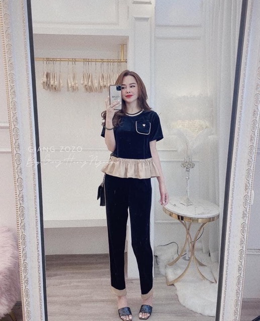 Bộ nhung phối bèo dành cho nữ | BigBuy360 - bigbuy360.vn