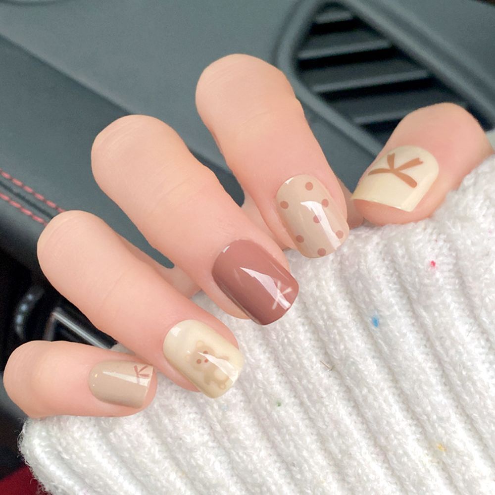[Hàng mới về] Set 24 móng tay giả họa tiết dễ thương thời trang cho nữ