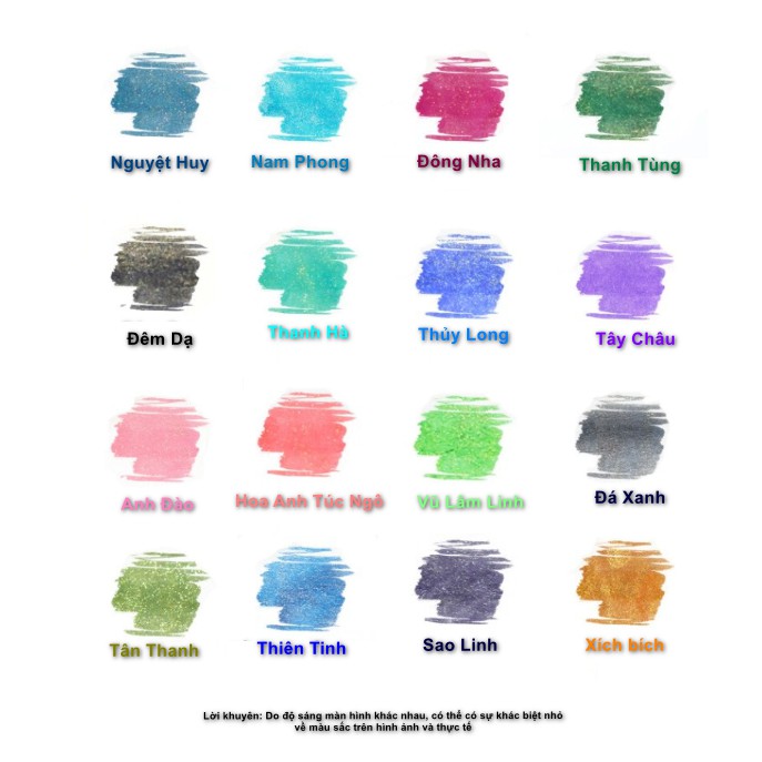 MỰC TRAMOL GOLD POWDER 18ML dành cho bút Glass Dippen, bút Parallel, bút Thư Pháp với 16 màu, thích hợp để luyện chữ đẹp