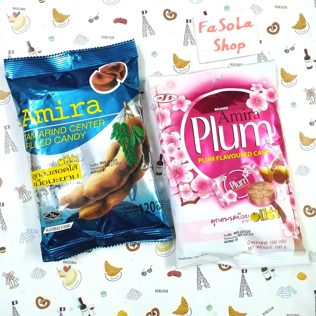 Kẹo cứng AMIRA 100g &amp;120g Thái Lan me mận cà phê tamarind plum coffee candy bánh kẹo sweet