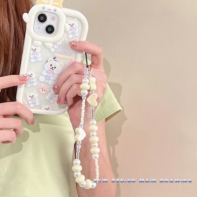 Móc Điện Thoại Dạng Chuỗi Hạt Hình Gấu Mặt Cười Dễ Thương Thông Dụng Thời Trang kpop