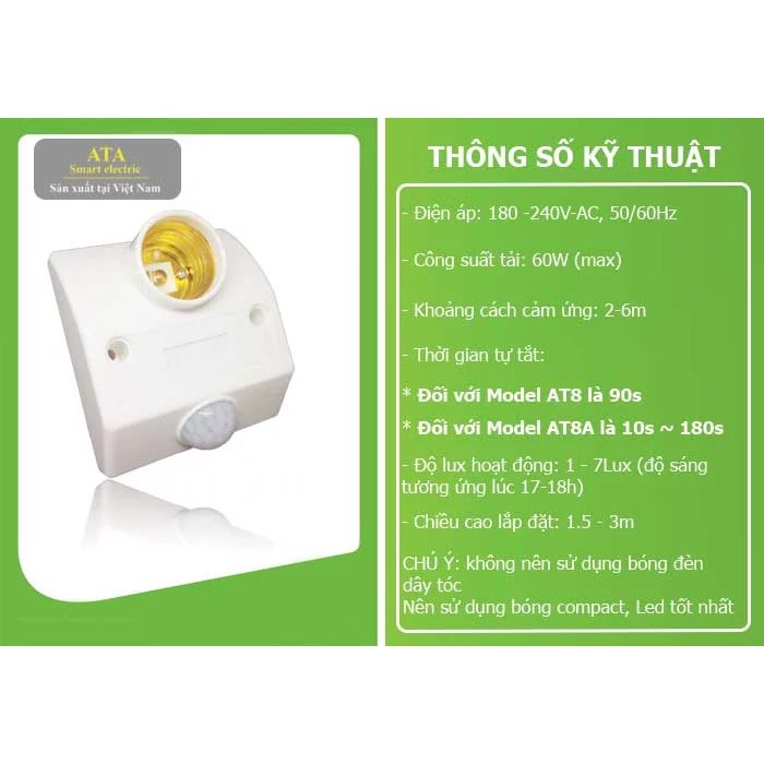ĐUI ĐÈN CẢM ỨNG HỒNG NGOẠI  AT18A ( ATA )