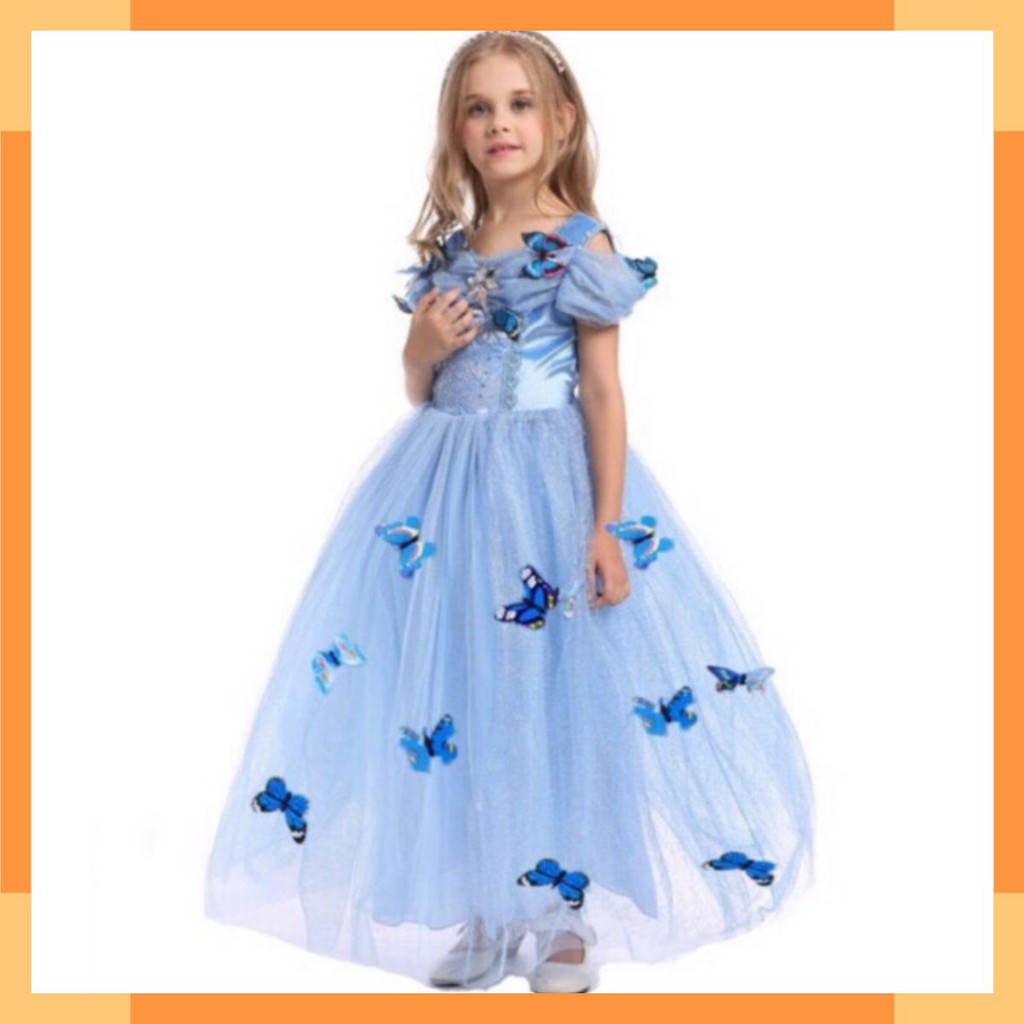 [MANGO KIDS] Váy công chúa lọ lem màu xanh cho bé gái