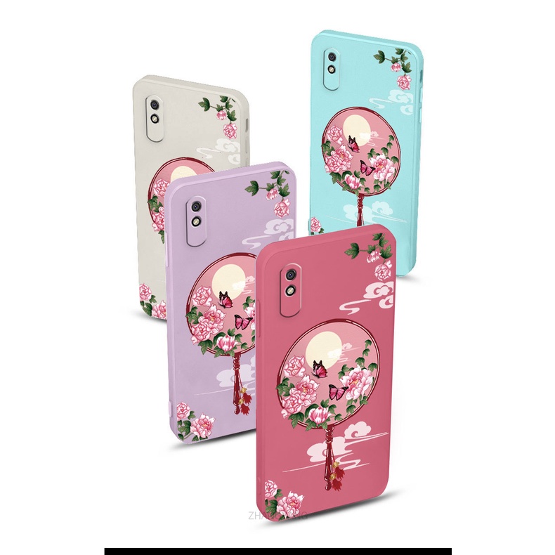 Ốp Điện Thoại Silicon Mềm Họa Tiết Hoa Mẫu Đơn Có Dây Đeo Cho Redmi 9a