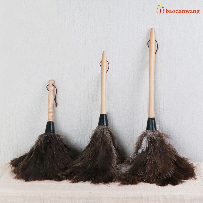 Chổi lông vũ mềm cán gỗ quét bụi chống tĩnh điện tùy chọn kích thước