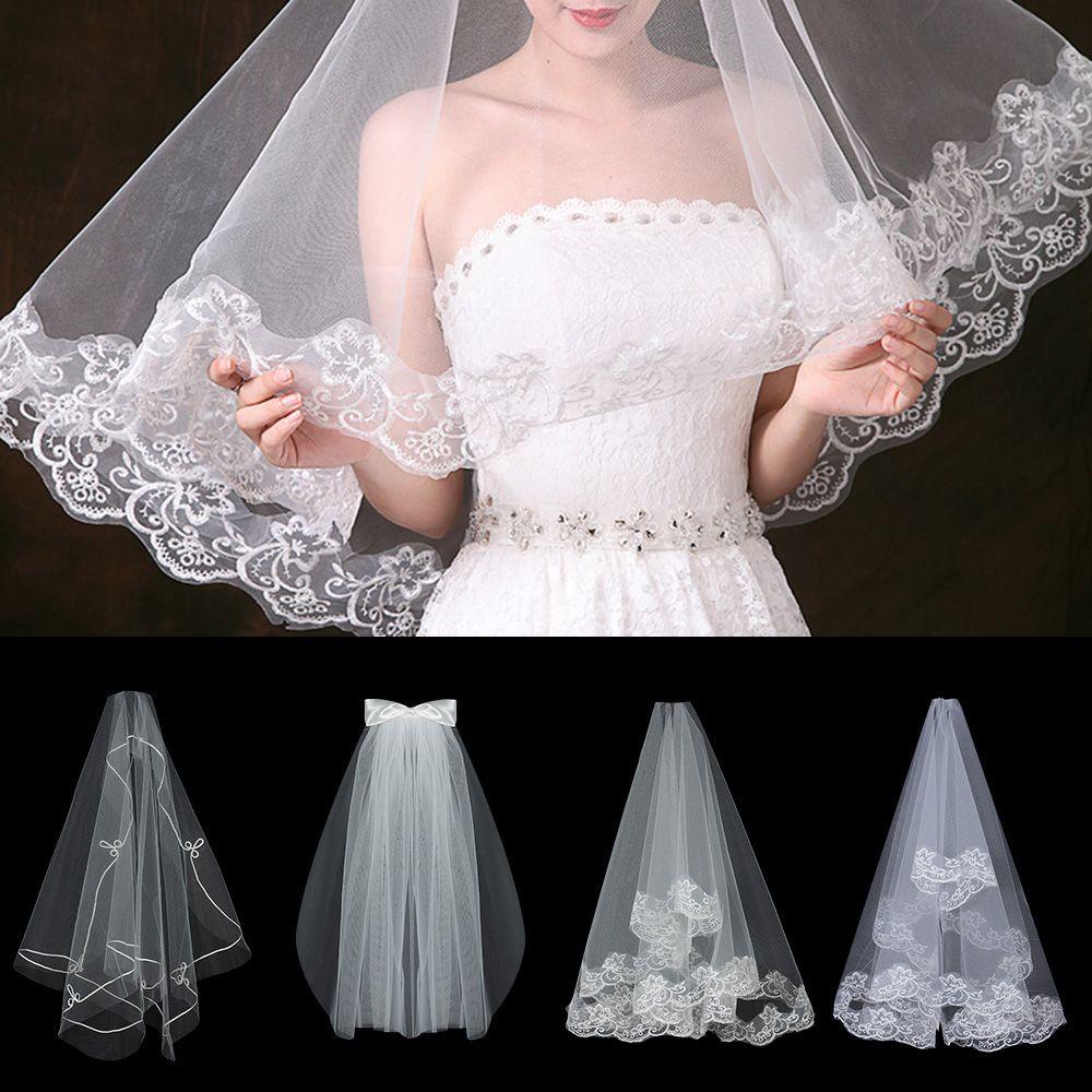 Mạng Che Mặt Hai Lớp Viền Ren Kèm Lược Mới Cho Cô Dâu Chụp Ảnh Cưới