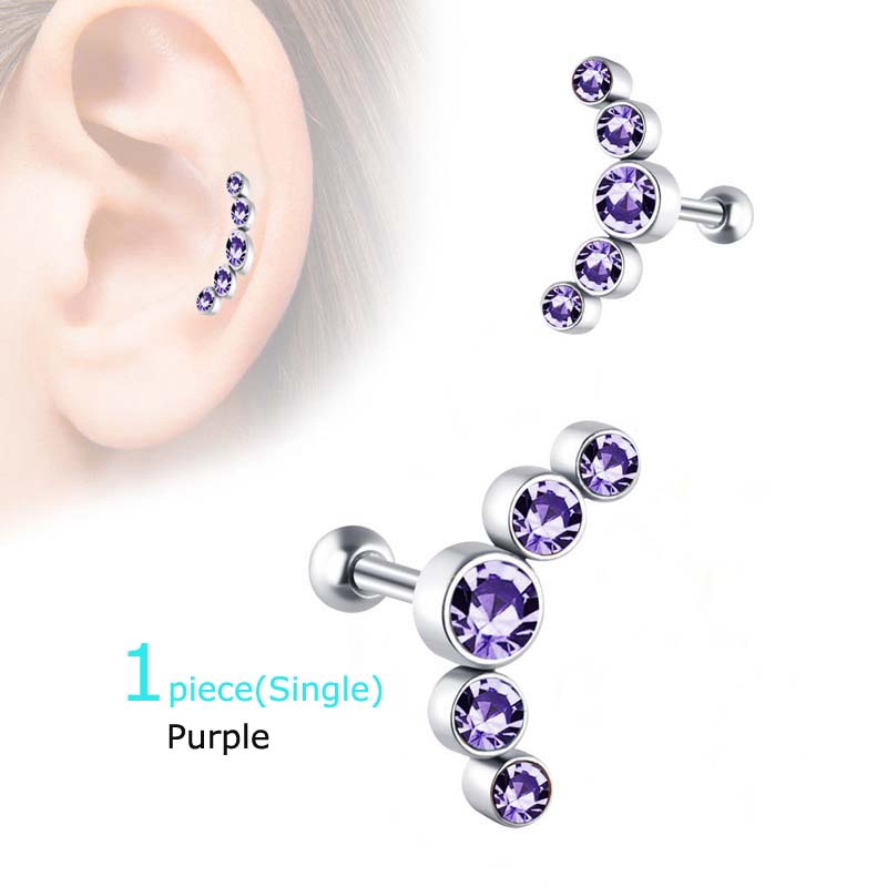 1 Nhẫn Xỏ Sụn Tai Bằng Thép Không Gỉ Đính Đá Pha Lê 16G