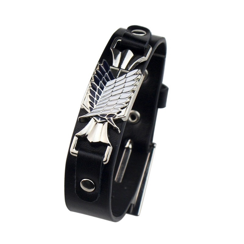 Vòng Tay Da Logo Naruto Konoha One Piece Attack on Titan Wings Cho Nam