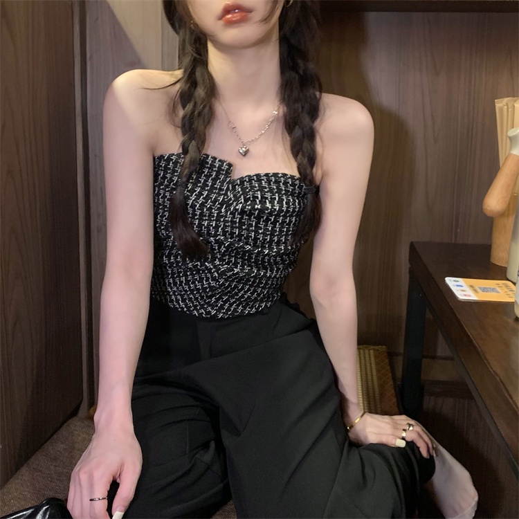 Áo ống XIAOZHAINV kẻ sọc caro thiết kế thời trang quyến rũ cho nữ