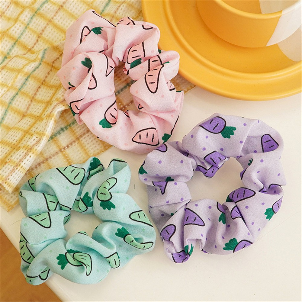 🌸EUTUS🌸 Korea Embroidered Scrunchies Headband Hair Rope Ponytail Hair Tie Hair Accessories Stretchy INS Hair Rubber Bands Polka Dot Plaid Print