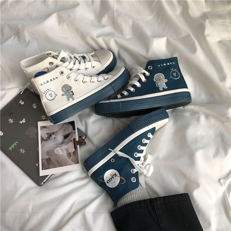 Giày Vải Canvas Cổ Cao Phong Cách Hàn Quốc Thời Trang Mùa Xuân 2020 Cho Nữ