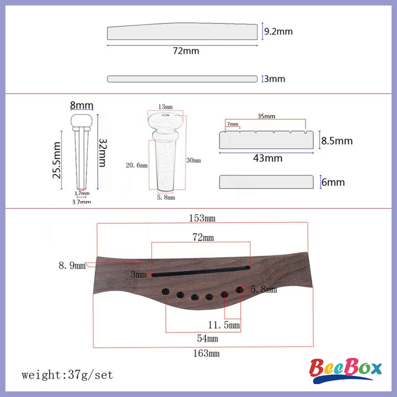 Ngựa Đàn Guitar 6 Dây Bằng Gỗ Hồng Mộc