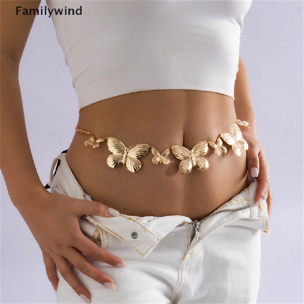 Dây Xích Đeo Hông Đính Hình Bướm Bằng Kim Loại Phong Cách Punk Đơn Giản Cá Tính Dành Cho Nữ