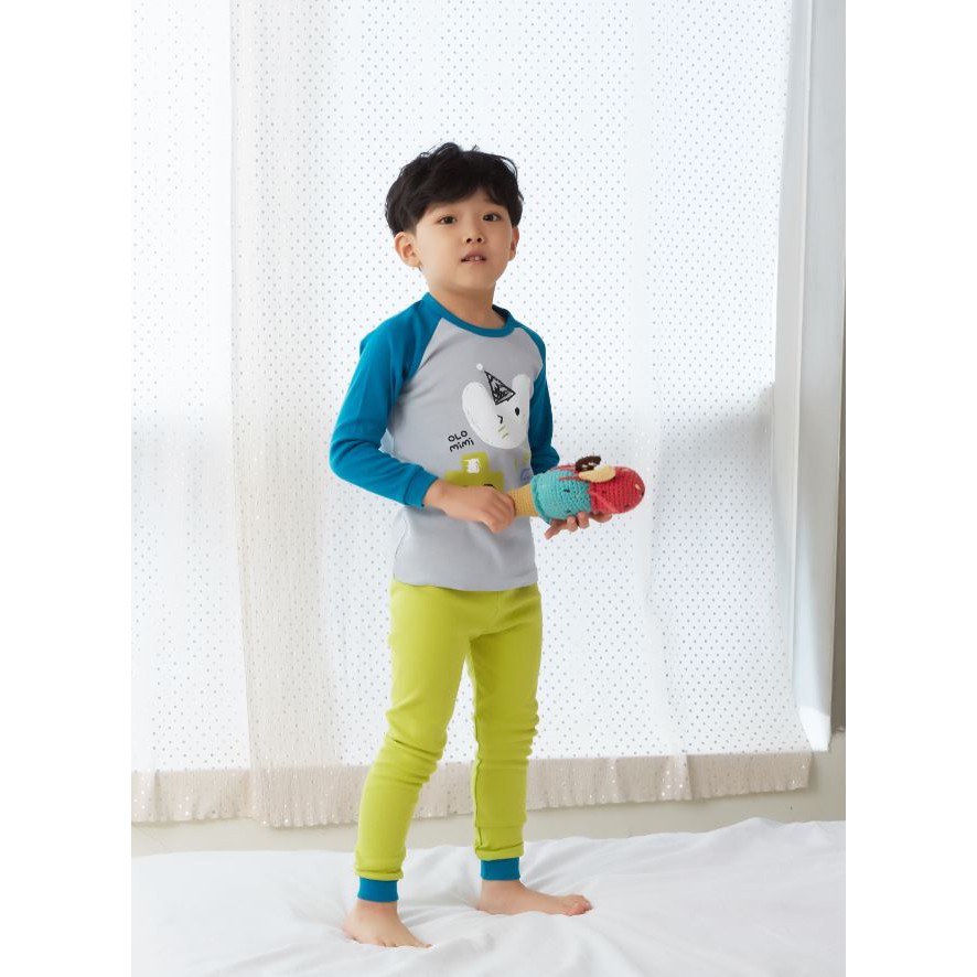 Bộ pijama dài tay bé trai Green Tea 100% cotton - Olomimi Hàn Quốc