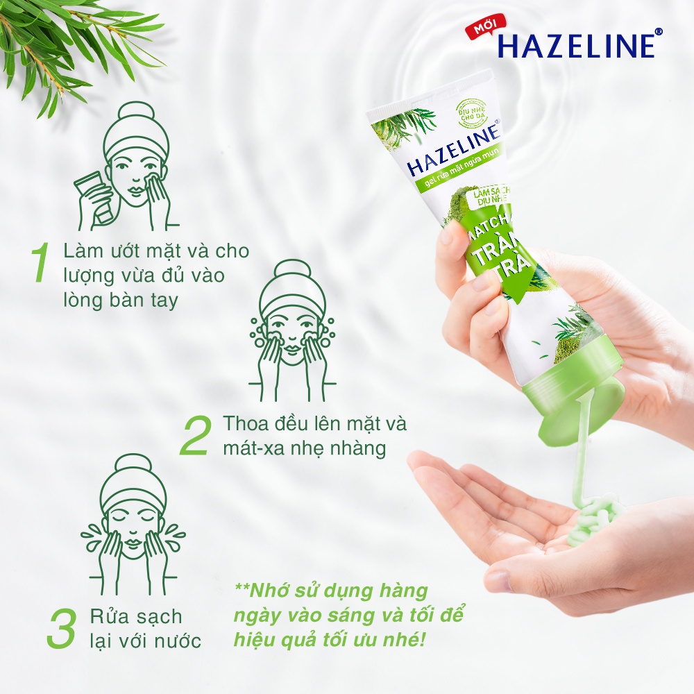 Combo 2 tuýp Gel rửa mặt ngừa mụn Hazeline Matcha Tràm Trà 100g