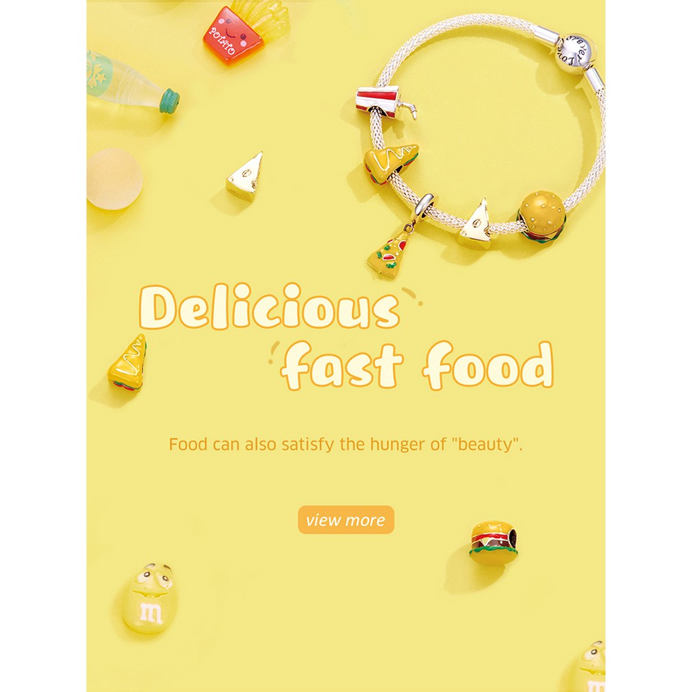 Phụ Kiện Bamoer Bằng Bạc Bamoer Scc2013 Hình Thức Ăn Nhanh/Bánh Mì Thời Trang Dùng Làm Vòng Tay DIY