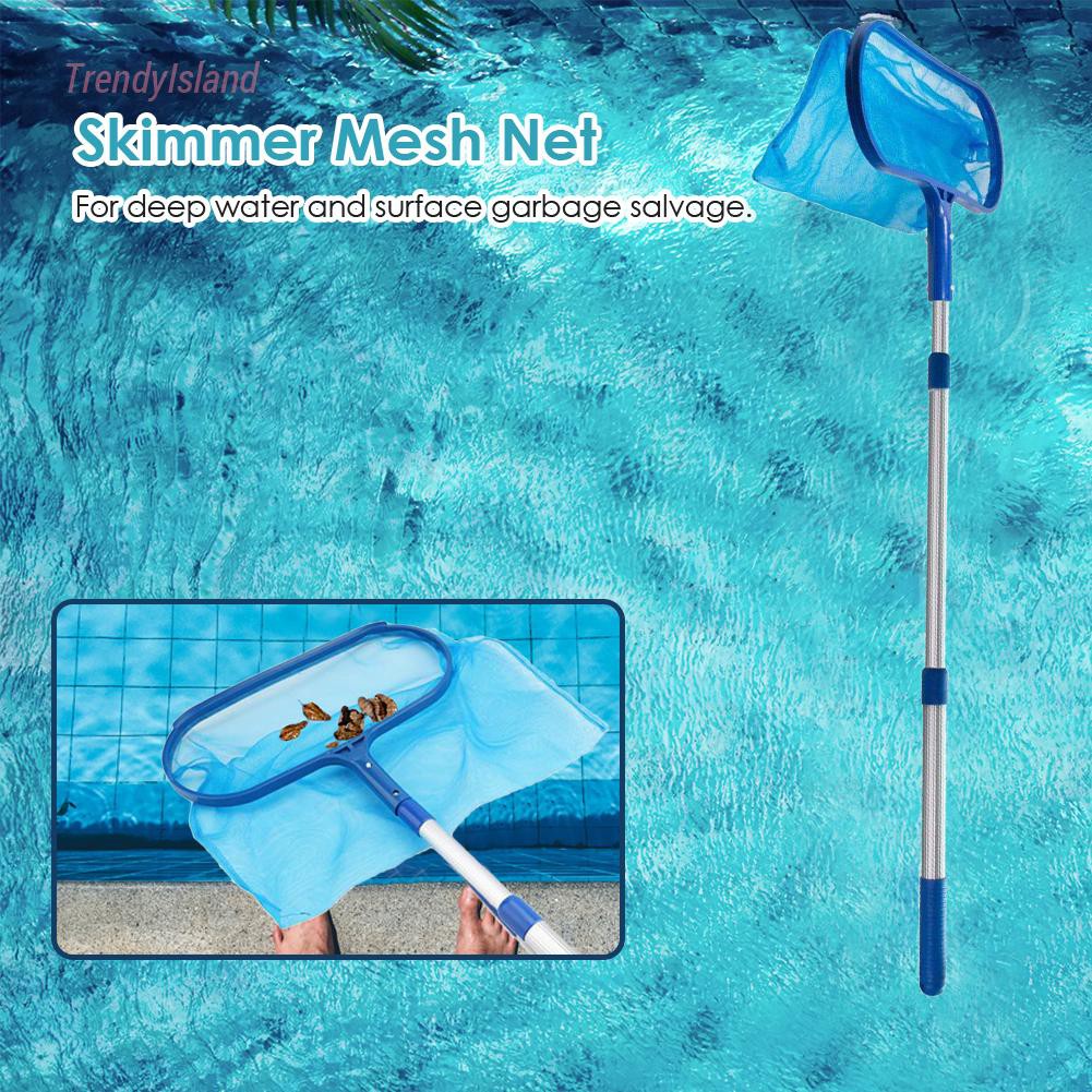 Swimming Pool Skimmer Net with Telescopic Pole Removal Leaf Rake Pool Ponds Cleaning Debris Tools
