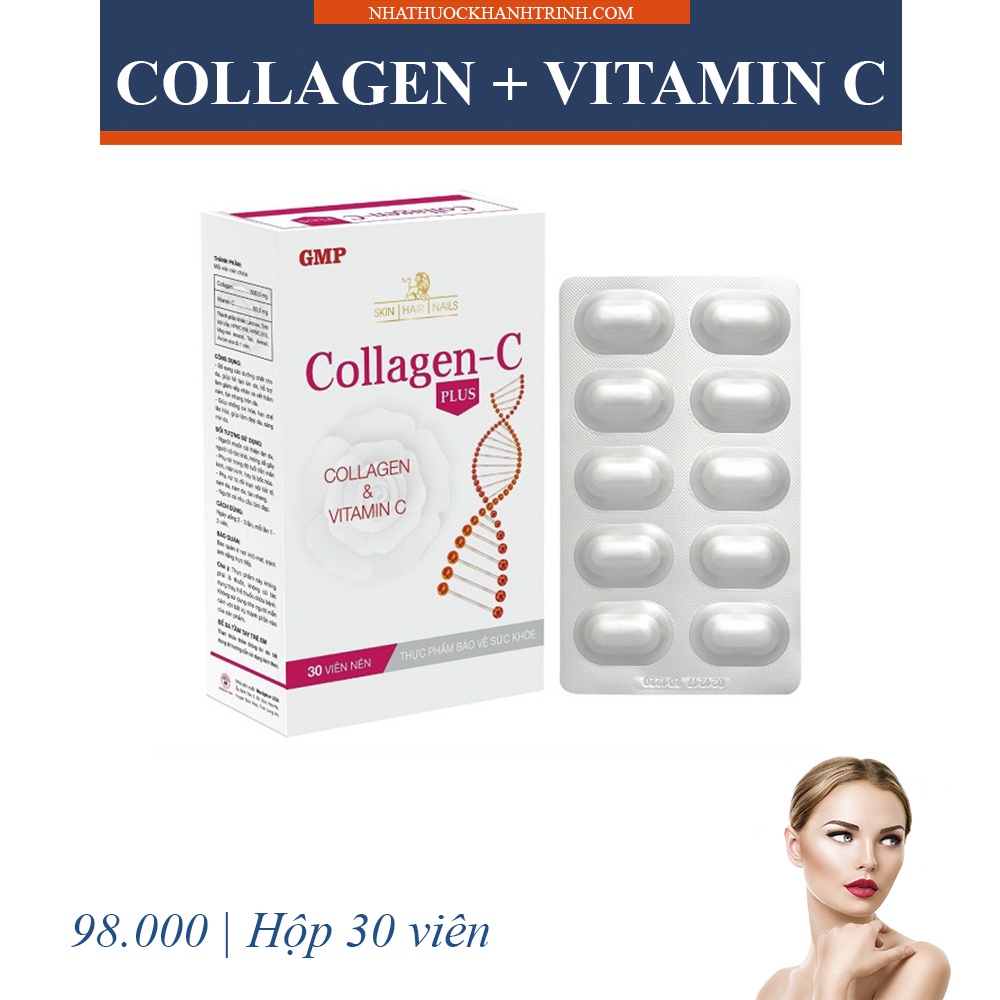 (Hộp 30 viên, 100 viên) Viên uống COLLAGEN C PLUS - hồi phục và tái tạo da, chống lão hóa