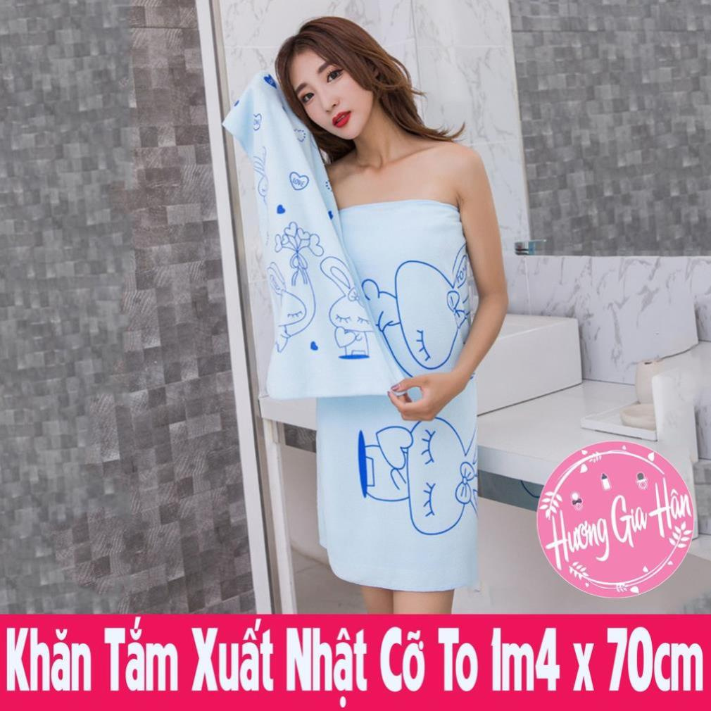 Khăn Tắm Xuất Nhật Cỡ To 1m4 x 70cm Họa Tiết Gấu in Chìm [Thanh Mai Shop]