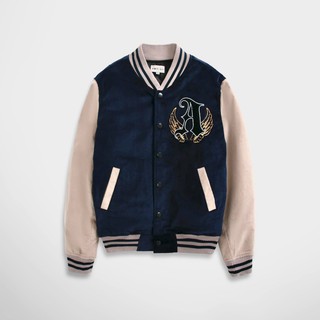 Áo khoác nhung tăm Varsity Wings " A " Amrish Xanh Beige