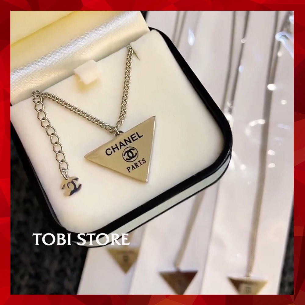 Vòng cổ titan thương hiệu CC mạ bạc mặt chữ cá tính VCH24