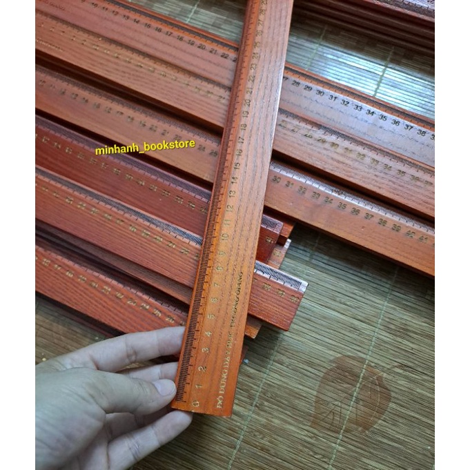 Thước gỗ sồi hàng loại 1 khắc vạch tia số rõ cho giáo viên học sinh kích thước 30cm 50cm 60cm