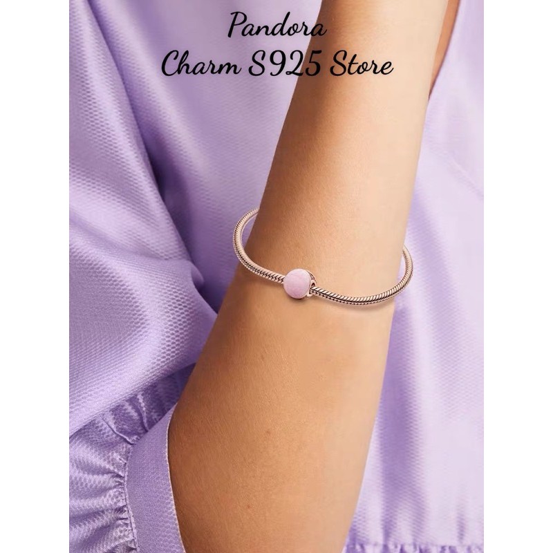 charm pan xỏ ngang đính đá hồng bạc s925 cao cấp