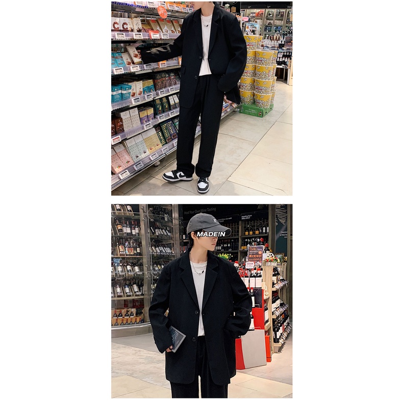 Áo khoác vest dáng rộng màu trơn phong cách Hàn Quốc thời trang thu đông cho nữ