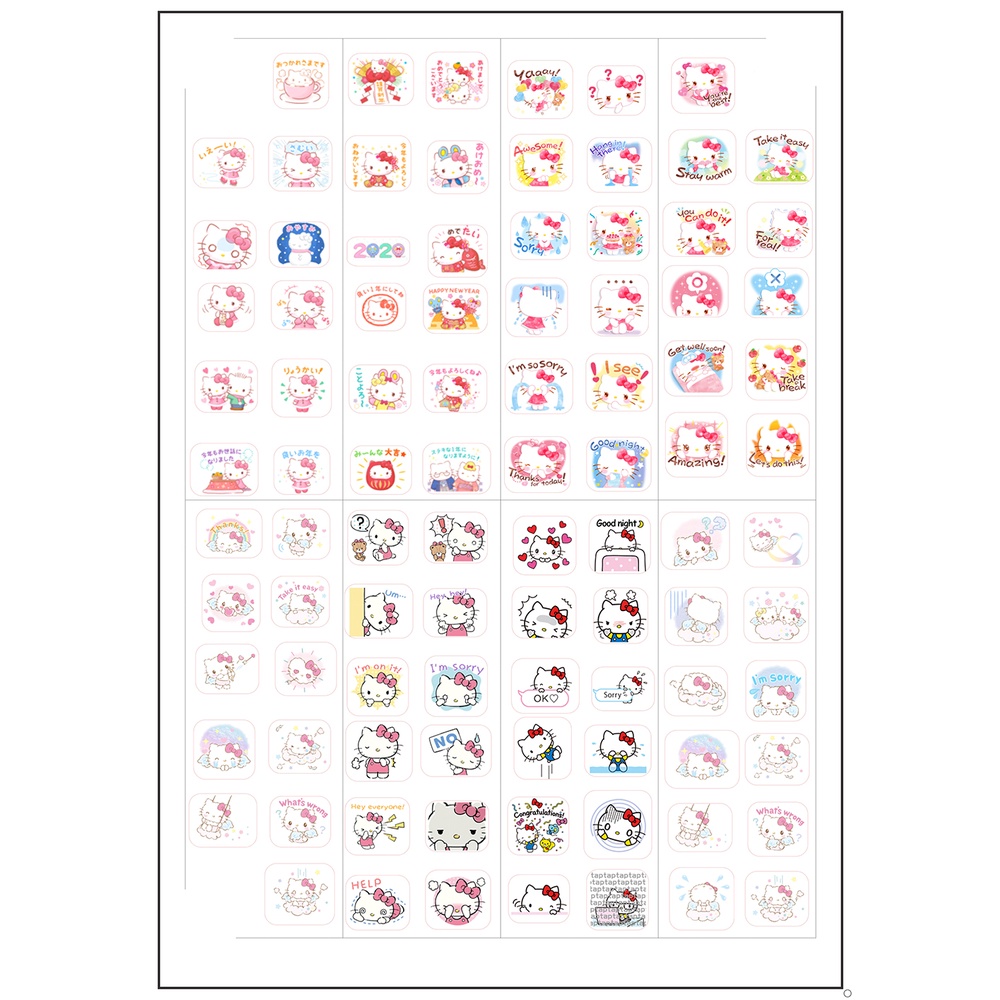 sticker mèo kitty SI16 hình dán dễ thương trang trí dán sổ dán điện thoại 1 tờ 7*19,5cm bullet journal
