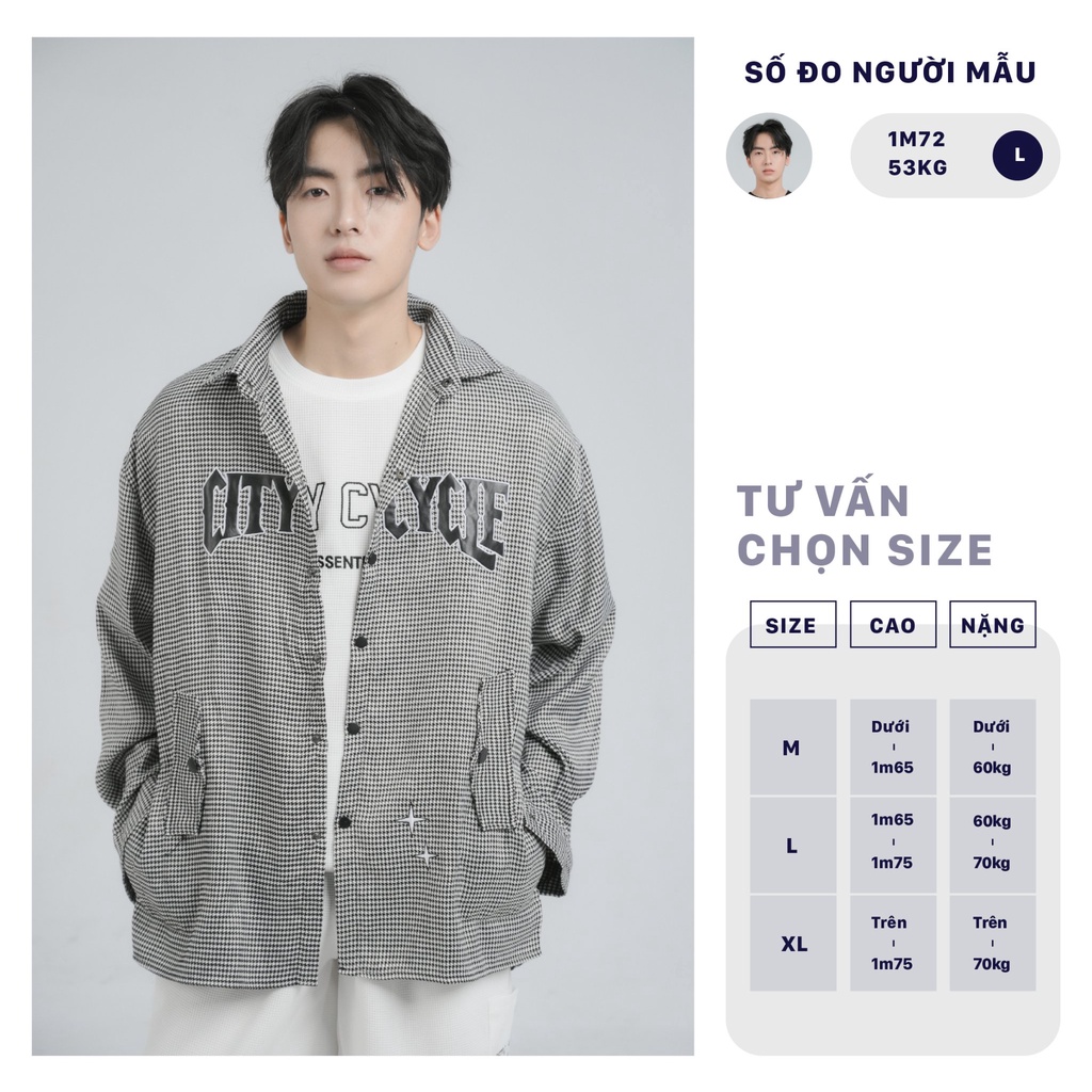 Áo sơ mi local brand Houndstooth City Cycle vải typsy form rộng nam nữ oversize unisex