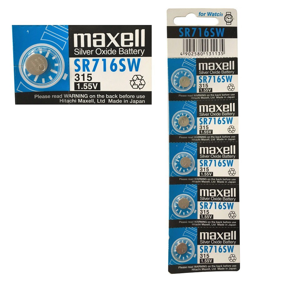 Vỷ 5 Viên Pin Hạt Nút Cho Đồng Hồ Maxell SR716SW/SR67/315