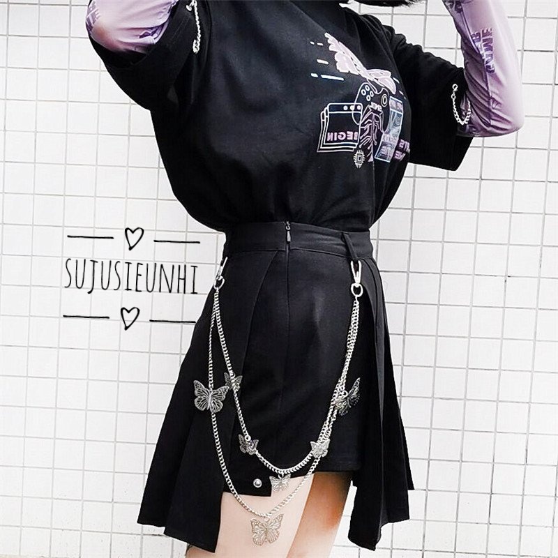 Lẻ dây xích đôi đeo quần hình bướm-chain váy, có thể đeo kèm thắt lưng