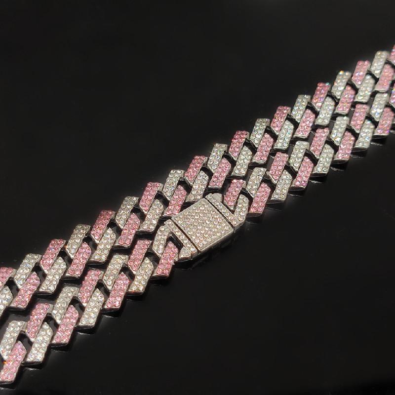 Vòng Tay / Vòng cổ Đính Đá Kim Cương Lấp Lánh Rộng 14mm Phong Cách Hip Hop Cho Nam Và Nữ