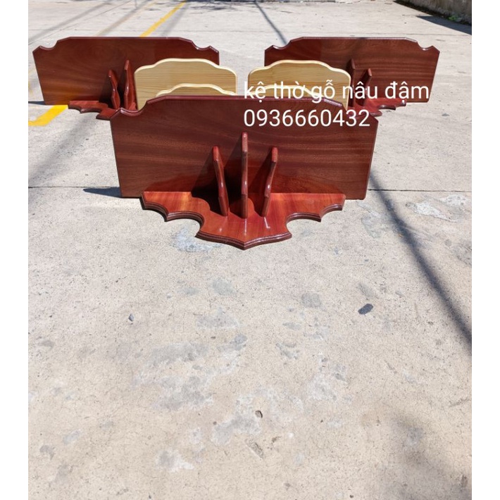 Kệ bàn thờ gỗ màu nâu đậm MDF kiểu mới liền lưng chắc chắn- kệ thờ công giáo có nhiều size