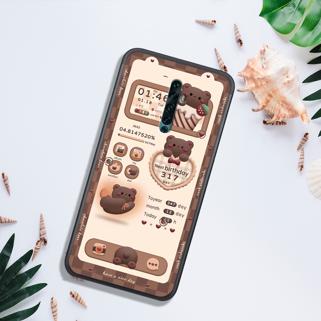 ỐP LƯNG OPPO K3 - REALME X - RENO - RENO 2 - RENO 2F , IN HÌNH GẤU NÂU CHOCOLATE ĐÁNG YÊU.