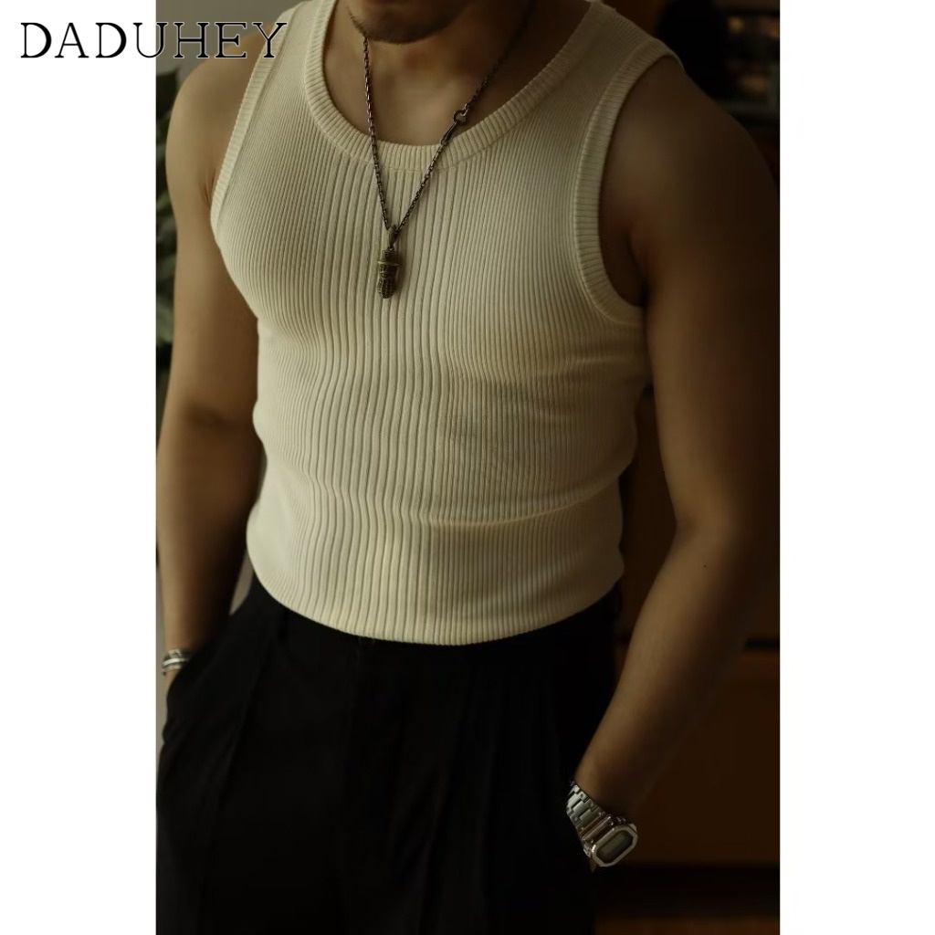 Áo nam sát nách dệt kim slim fit phong cách vintage Mỹ