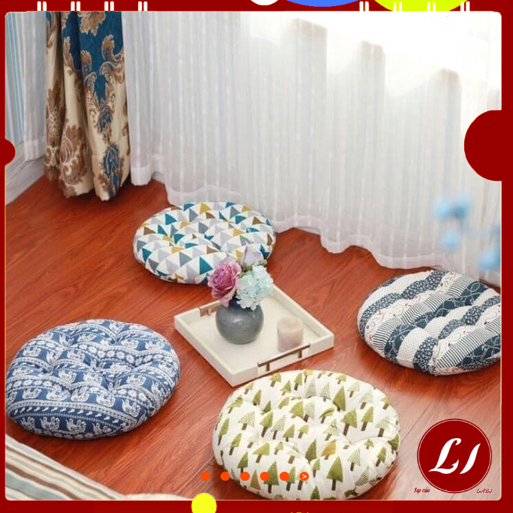Đệm ngồi bệt tròn , nệm lót ghế vuông ngồi bàn trà kiểu nhật bông trắng cực êm (40x40cm)