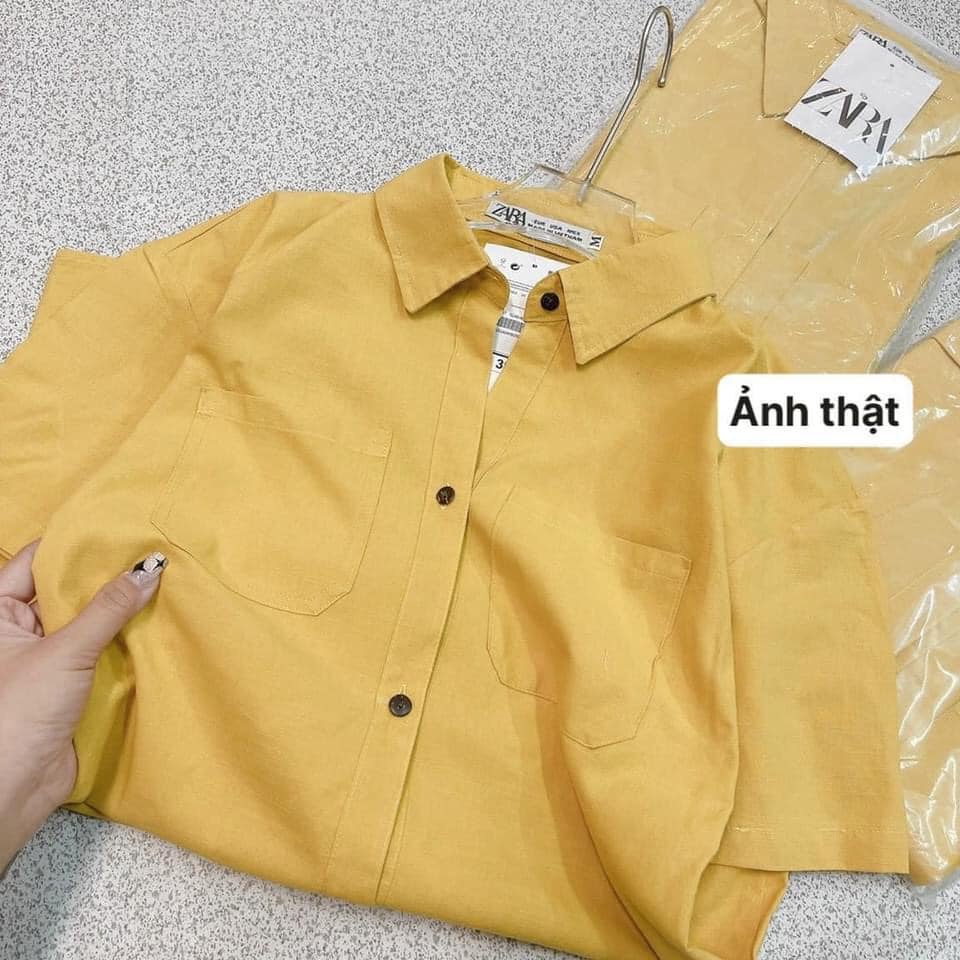 Váy sơ mi đũi vàng dáng dài dành cho nữ