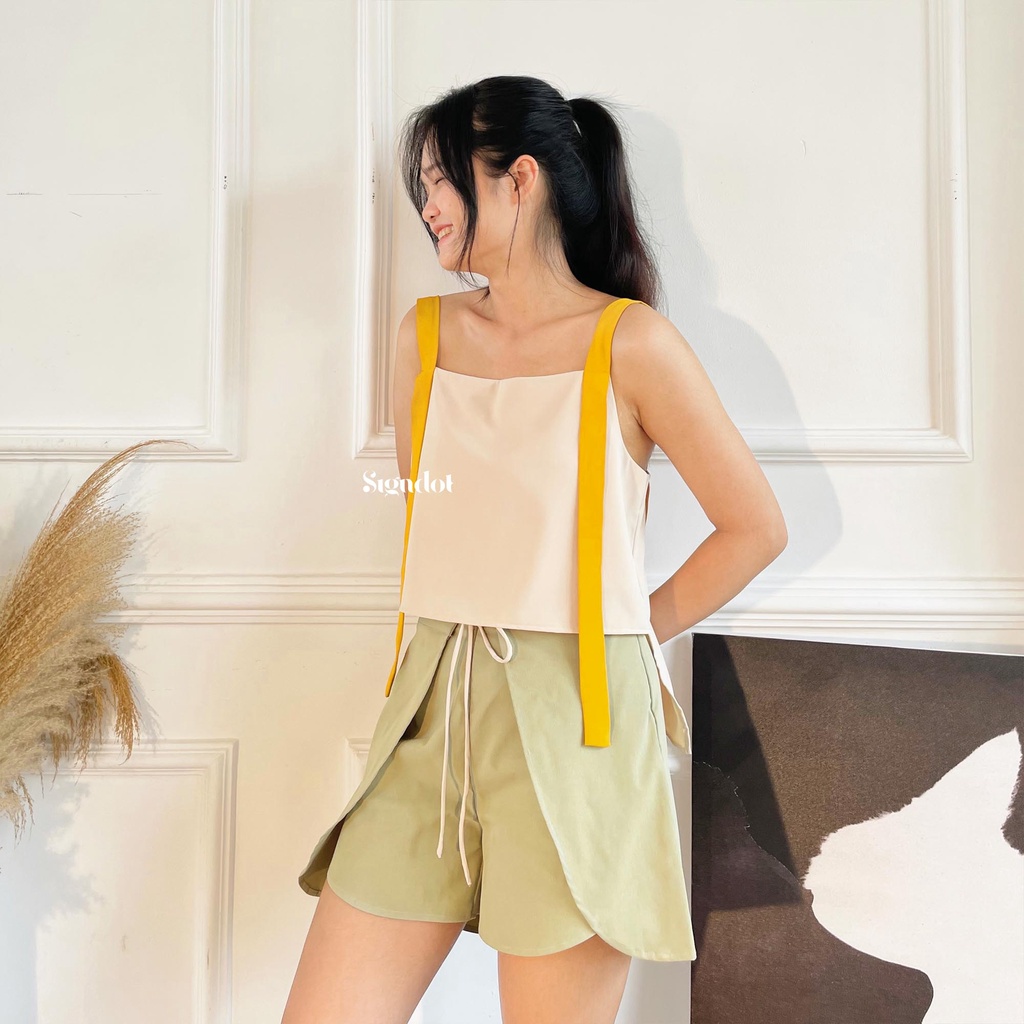 Áo hai dây croptop nữ kiểu phối màu - Sunline Top