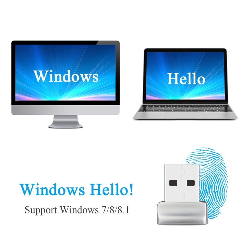 Đầu đọc vân tay USB nhỏ gọn cho laptop Windows 10 Hello Biometric Scanner